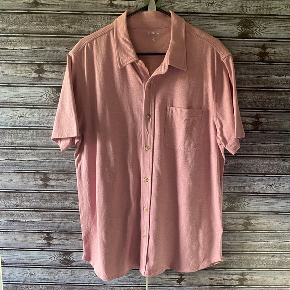 J. Crew Other - J. Crew Men's Short-Sleeved Button-Down Shirt Size L Pink Chest Pocket NWT‎